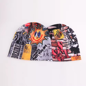 Bonnet de style urbain de haute qualité, imprimé numériquement, en acrylique, unisexe, pour adulte, coupe décontractée 56-58CM, motif lettres, impression par transfert thermique - Product Image 4