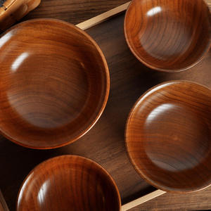 Bol en bois de jujube massif à longue tige pour thé au lait, bol à riz de restaurant, bol de cuisine - Product Image 5