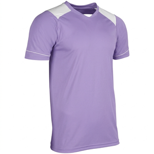 Camiseta de fútbol personalizada de color morado claro, de secado rápido, cuello redondo, manga corta, transpirable, de poliéster, color sólido, ropa deportiva. - Product Image 1