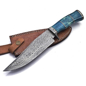 New OEM Handmade Damascus Steel Hunting <b>Knife</b> with Camel <b>Bone</b> <b>Handle</b> Fine Leather Sheath for Outdoor - Product Image 1