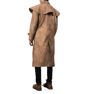 Abrigo Largo para Hombre, Estilo Gabardina, Color Marrón, Cuello Camisero, Cierre de un Solo Botón, Largo hasta la Rodilla - Product Image 3