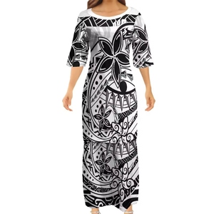 Conjunto de Dos Piezas para Mujer, Talla Grande, con Estampado Tribal Samoano Tapa Puletasi Tatau, Manga Larga - Product Image 5