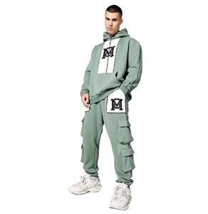 Survêtement pantalon Cargo pour hommes, 2 pièces, vêtement urbain de Style streetwear, avec poche kangourou, Sweat-shirt à capuche, nouvelle collection 2020 - Product Image 1