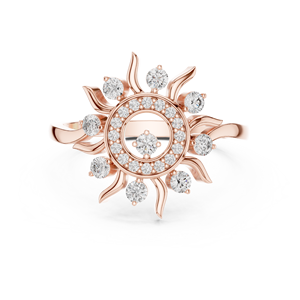 แหวนเพชรเลี้ยงในห้องปฏิบัติการทรงดอกไม้ประดับรอบวงในทองคำสีกุหลาบ แหวนดีไซน์ที่ได้รับแรงบันดาลใจจากธรรมชาติสำหรับผู้หญิง ของขวัญเครื่องประดับชั้นดีสำหรับเธอ - Product Image 3