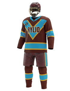 Tenue de hockey sur glace personnalisée assortie à un maillot de hockey sur glace, ainsi qu'un maillot de hockey sur glace par sublimation et un uniforme de hockey sur glace. - Product Image 4