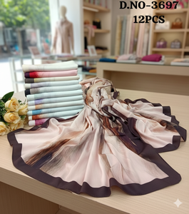 Juego de Pañuelos con Estampado Floral de Tacto Sedoso Premium - Colección de 12 Pañuelos de Chifón de Lujo con Borde Elegante para la Moda Femenina - Product Image 3