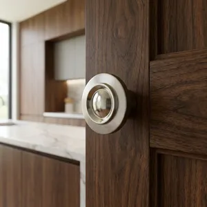AK Brass Solid Minimalist Round <b>Silver</b> Finish Cabinet <b>Knob</b> for Kitchen Dresser Bedroom Furniture - Product Image 4