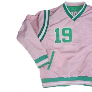 Veste rose à col en V et manches longues pour femme avec imprimé numéro 19 vert, haut décontracté en polyester tissé, idéal pour l'automne - Product Image 6