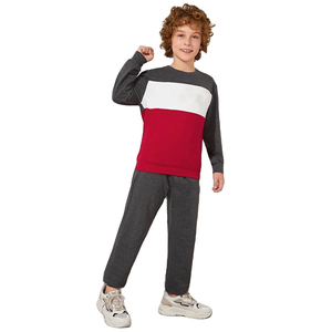 Wholesale Kids Boys Tracksuit Color Block Sweatshirt <b>Joggers</b> <b>Set</b> Custom Cotton Toddler Autumn Winter Children Boutique Clothing - Product Image 5