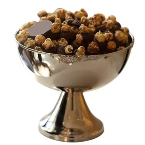 Cuenco de chocolate de acero blanco mate con pedestal, bandeja escalonada con detalles de pétalos, soporte para dulces árabes, cuenco para chocolate - Product Image 5