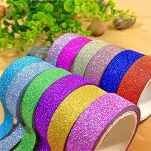 Multi Color Holographic Glitter Adhesive Tape Bulk Waterproof Sparkle Decorative Tape for Crafts <b>Scrapbooking</b> Nail Art Packaging - Product Image 3