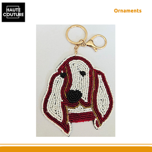 สินค้าหลากหลายประเภท ลูกปัดคุณภาพสูง งานแฮนด์เมด ของตกแต่งเทศกาลแบบแขวน - พวงกุญแจรูปหน้าสุนัขสีขาวหูยาว - Product Image 5