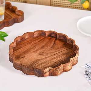 Bandeja Redonda de Madera Ecológica y Tabla para Servir Chocolate, Tabla de Servir Ecológica para Comer, Regalo - Product Image 2