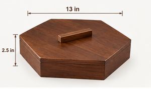 Plateau de rangement portable hexagonal moderne en bois naturel avec couvercle, 7 compartiments, organisateur multifonctionnel pour fruits secs, noix, bonbons, salon - Product Image 4