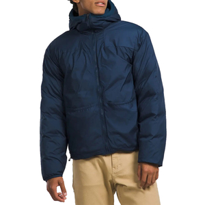Men's Hooded Casual Puffer Jacket with Front Logo <b>Waterproof</b> & Windproof Soft Padding Warm Feel for Cold Weather - Product Image 3