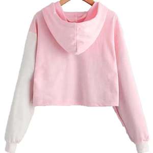 OEM Gym Workout Clothes Women Winter Spring Lined Hooded Long Sleeves <b>Crop</b> <b>Top</b> Blue Custom Embossed Logo - Product Image 2