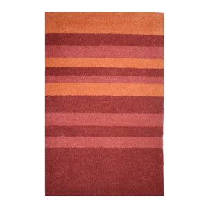 Tapis moderne en laine orange tufté à la main avec motif rayé, tapis de sol à poils ras pour salon, chambre et décoration d'hôtel - Product Image 2