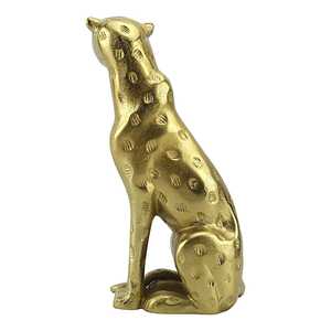 30.5cm H X 10cm W X 17cm L Golden Leopard Figurine Aluminum Handmade Eco-Friendly Modern Sculpture Tabletop Decor for Living - Product Image 4