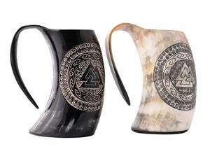 Mug en corne de bœuf naturelle fait main, style viking, tasse à bière, finition polie, fabricant OEM ODM - Product Image 2