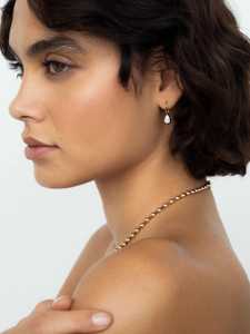 Pear Lab Grown Diamond Hoop Earrings Georgian Prong Set 11mm Solitaire Latch Back Unique Luxury <b>Huggies</b> Wholesale 14K <b>Solid</b> <b>Gold</b> - Product Image 2