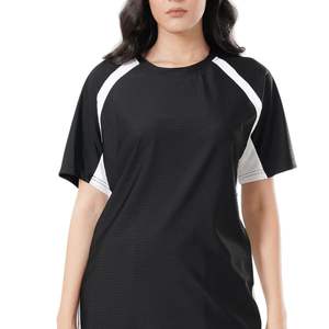 Custom Wholesale OEM Private Label Women Plain Cotton T Shirt Heavyweight Short Sleeve <b>Slim</b> Fit <b>Black</b> Tee - Product Image 2