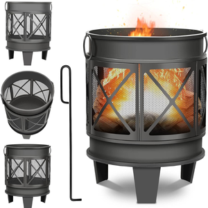 OEM ODM Steel Fire Pit Basket With Handles Spark Protection Metal Fire Pit for Garden & Patio Fire Pits - Product Image 1