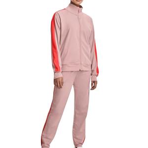 Ensemble de survêtement 2 pièces pour femme, couleur unie, avec bande latérale et capuche, collection automne 2026 - Product Image 1