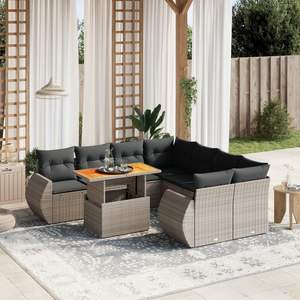 Juego de Sofás de Jardín de Ratán PE Gris con Reposabrazos Ajustables Grandes, Muebles de Exterior Premium con Asientos Cómodos - Product Image 1