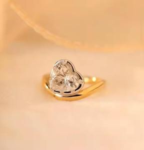 Two Tone 2.5 CT Trendy Heart Cut Bezel Set <b>Solitaire</b> Cubic Zirconia Engagement <b>Ring</b> 925 Sterling <b>Silver</b> Wedding Anniversary Gift - Product Image 5