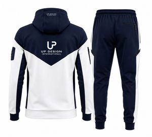 Custom Men's Hooded Tracksuit Set Full Zip Sportswear <b>Jogger</b> Sweat Suit Color Block Training Tracksuit OEM ODM - Product Image 2