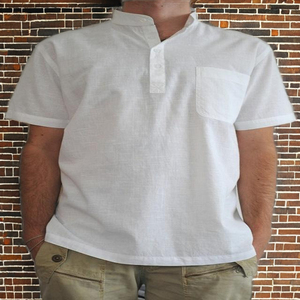 Camisa Kurta de manga corta de algodón blanco clásico para hombre Elegancia minimalista de PNM Overseas - Product Image 1