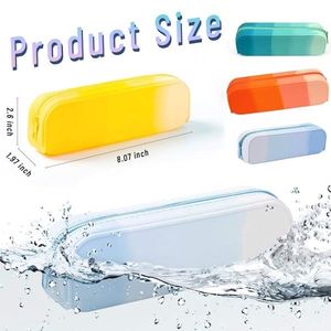 4pcs Silicone Waterproof Pen Bag Pencil Case Pouches for School & Office Supplies New & Practical - Product Image 2
