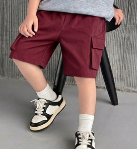 Shorts cargo en coton pour enfants avec logo personnalisé, coupe ample, respirants, décontractés, pour garçons, été, séchage rapide, multi-poches - Product Image 1