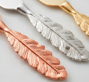 Feather Cheese <b>Knife</b> Stainless Steel <b>Spreader</b> Gold Silver Rose Gold Metal Handle Cheese Tool For Kitchen Use - Product Image 2