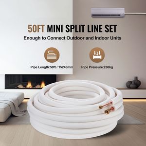 Set di tubi in rame da 50FT per mini split, 1/4'' e 1/2'' D.E., con isolamento a triplo strato per unità di condizionamento mini split - Product Image 4