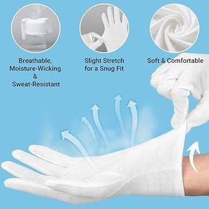 Gants de parade en coton blanc, gants d'inspection formels pour hommes et femmes, gants d'uniforme pour fanfare et garde d'honneur avec bouton-pression - Product Image 4