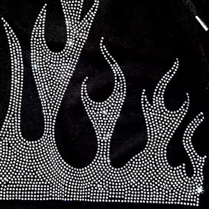 Men's Black Flame Rhinestone <b>Shorts</b> Street Style Drawstring Waist <b>Sequined</b> Print Breathable Knitted Fabric - Product Image 2