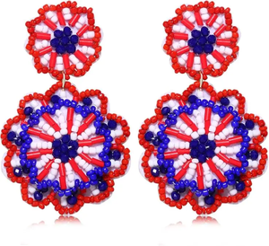 Premium Colorful Geometric Beaded Square Drop <b>Earrings</b> Bohemia Stylish Women's Party Jewelry Multicolor Resin Fashion <b>Earrings</b> - Product Image 5