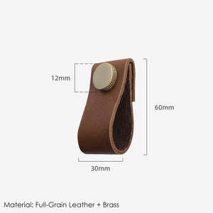 Tirador de Gabinete Moderno de Cuero con Perilla de Latón Sólido, Asa de Cajón de Cuero Marrón, Tirador Minimalista para Muebles de Cocina - Product Image 5
