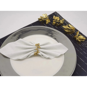 Juego de Anillos para Servilletas de Metal con Hoja de Oro Personalizados al por Mayor, Decoración de Mesa para Hotel, Restaurante, Suministros para Bodas, Eventos, Hebillas Decorativas - Product Image 1
