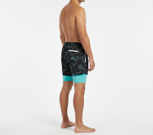 Shorts de plage pour hommes en satin 100% polyester, sublimation personnalisée, 2 en 1, avec leggings de compression intégrés, tendance, séchage rapide, vêtements de plage - Product Image 2