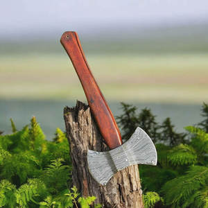 Damascus Double Head <b>Axe</b> Handcrafted Pattern Steel Heavy Duty Outdoor <b>Wood</b> <b>Chopping</b> Camping Hunting Tool - Product Image 1