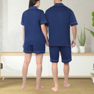 Conjunto de pijama ligero para hombre, ropa de dormir de punto 100% seda para primavera, otoño, verano e invierno, ropa de casa transpirable con logotipo frontal - Product Image 3