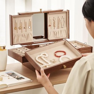 Acacia Wood Wall-<b>Mounted</b> Jewelry Storage Organizer <b>with</b> Photo <b>Frame</b>-Eco-friendly Handcrafted Durable Lightweight - Product Image 3