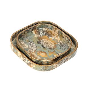 Plateaux de service carrés en bois à motif d'oiseaux imprimé, polyvalents pour la table à manger, la maison et le bureau, idéaux comme cadeau, en vente - Product Image 3