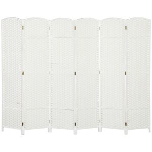 6-Panel 5.6FT Tall White Freestanding Room Partition Handcrafted MDF <b>Folding</b> <b>Screen</b> Divider for Home Office Privacy - Product Image 1