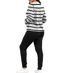 Ensemble sweat-shirt et jogging en coton avec strass brillants et détails en dentelle, couleur unie, tenue de sport élégante pour un usage quotidien et luxueux. - Product Image 6