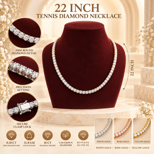 Collar de tenis de diamantes cultivados en laboratorio de 22 pulgadas de primera calidad |   Diamantes de Corte Redondo de 3MM y 0.10 CT en Oro de 9KT, Joyería al por Mayor, Lujo Nupcial B2B - Product Image 5