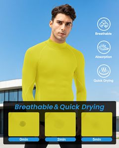 Men Compression Shirt MMA Rash Guard Turtle Neck <b>Long</b> <b>Sleeve</b> Athletic <b>Base</b> <b>Layer</b> Rash Guard For Gym Training Running Cycling Top - Product Image 3