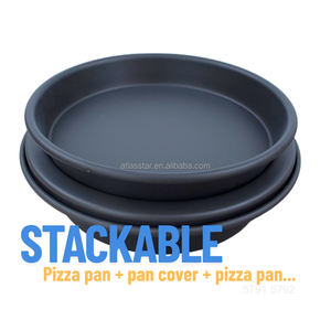 Molde para Pizza Profesional ATLAS STAR de 9 Pulgadas, de Aluminio Anodizado Duro Negro, con Tapa Apilable, Apto para Horno - Product Image 2